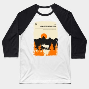 Grand Teton National Park Vintage Unique Travel Poster Baseball T-Shirt